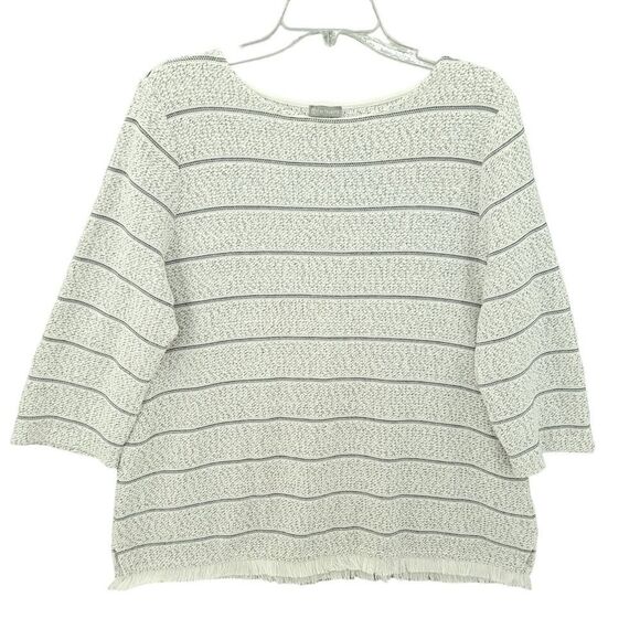 Talbots Striped Knit Tunic with Fringed Hem - Picture 2 of 10